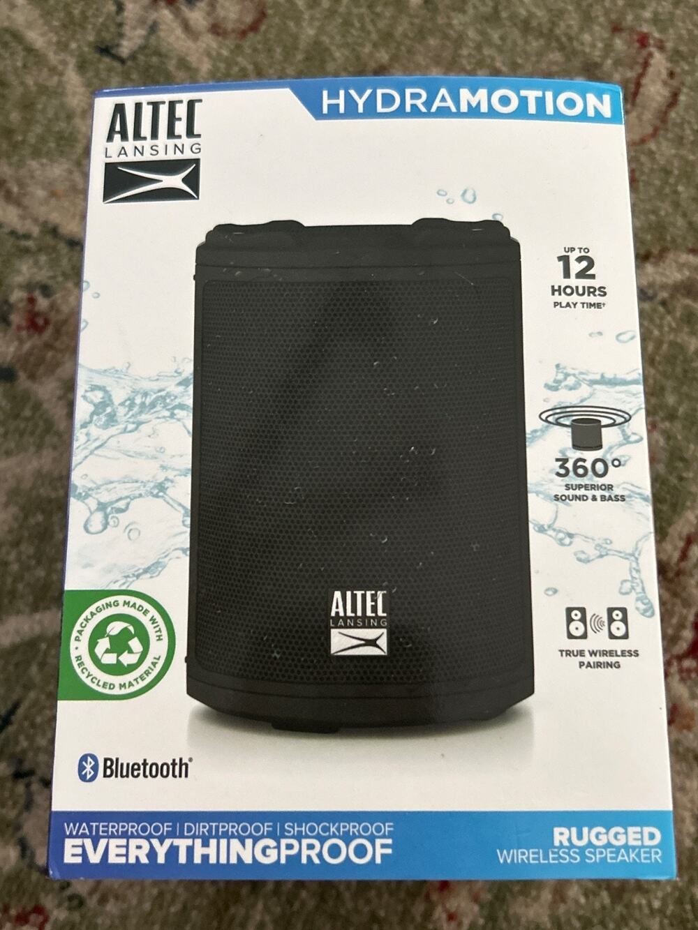 New Sealed Altec Lansing HydraMotion EverythingProof Bluetooth Speaker - Black